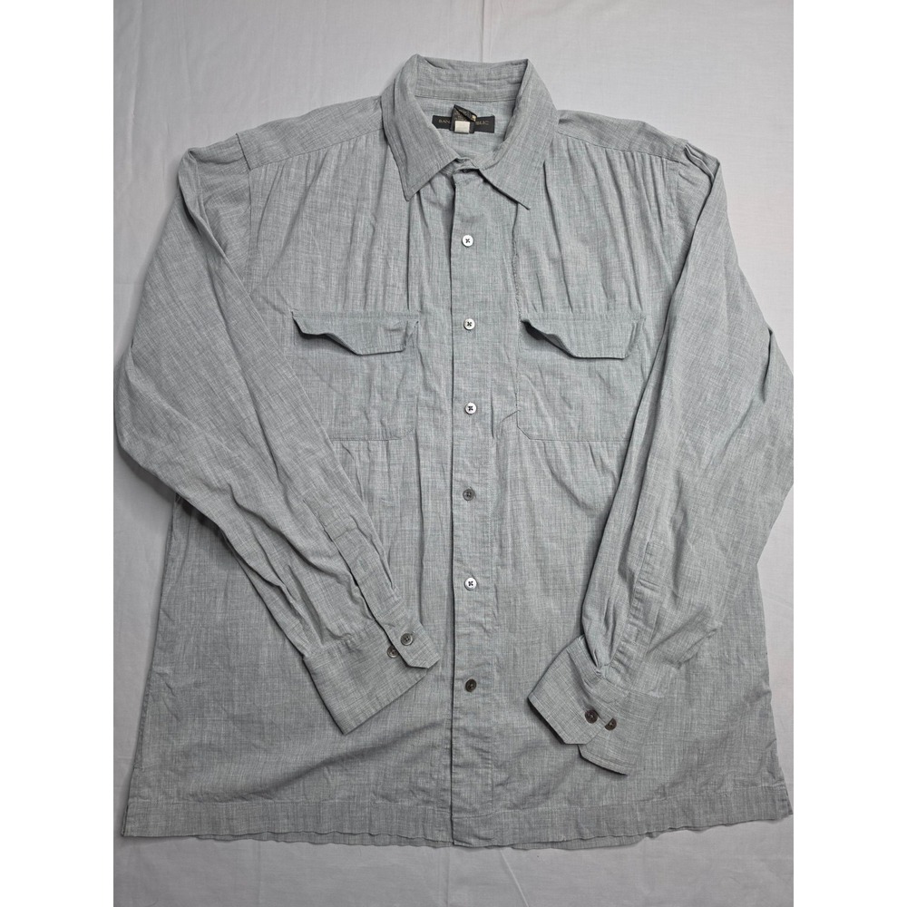 Banana Republic Shirt Mens Large Gray‎ Wool  Classic Fit Button-Up Everyday Wear